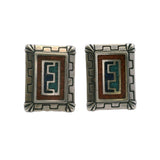 Carolyn Pollack 925 Sterling Silver Coral, Turquoise, and Lapis Southwest Stud Earrings