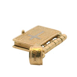 Solid 14kt Yellow Gold Opening Spanish Holy Bible Dangle Charm