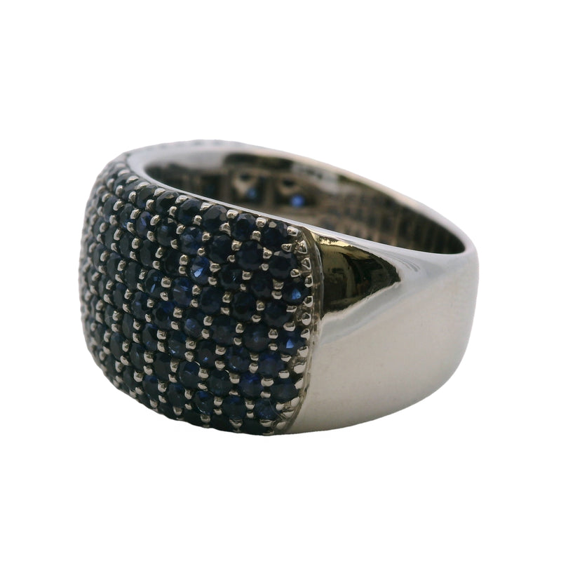 Anillo EFFY Jewelry de oro blanco de 14 kt y zafiros de 11,2 mm de ancho, talla 7