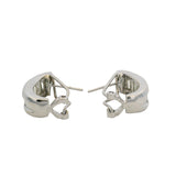 Solid 18kt White Gold and 1.62ctw Baguette Natural Diamond Huggie Omega Back Earrings