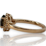 LeVian Chocolatier Solid 14kt Rose Gold and Smokey Quartz Fashion Ring with White Diamond Halo Size 7