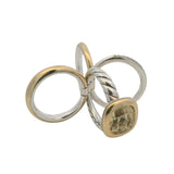 David Yurman 18kt Yellow Gold Sterling Silver Citrine Mercer Four Row Ring Sz 6