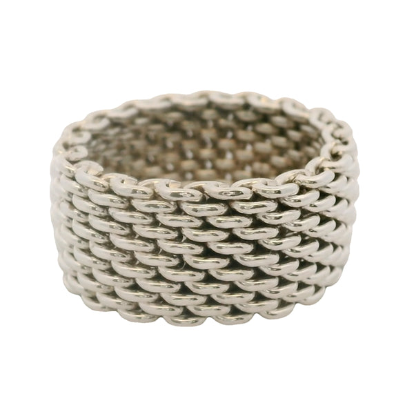 Tiffany & Co Somerset Collection 925 Sterling Silver 10mm Mesh Ring