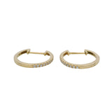 Retired Bony Levy 18kt Yellow Gold Diamond Huggie 12mm El Mar Pava Hoop Earrings