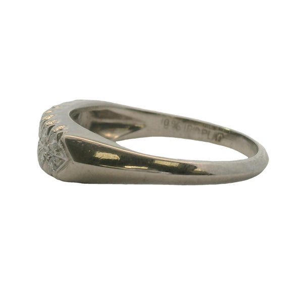 Vintage 1930s Platinum Double Diamond Line Stackable Ring Wedding Band Size 9.75