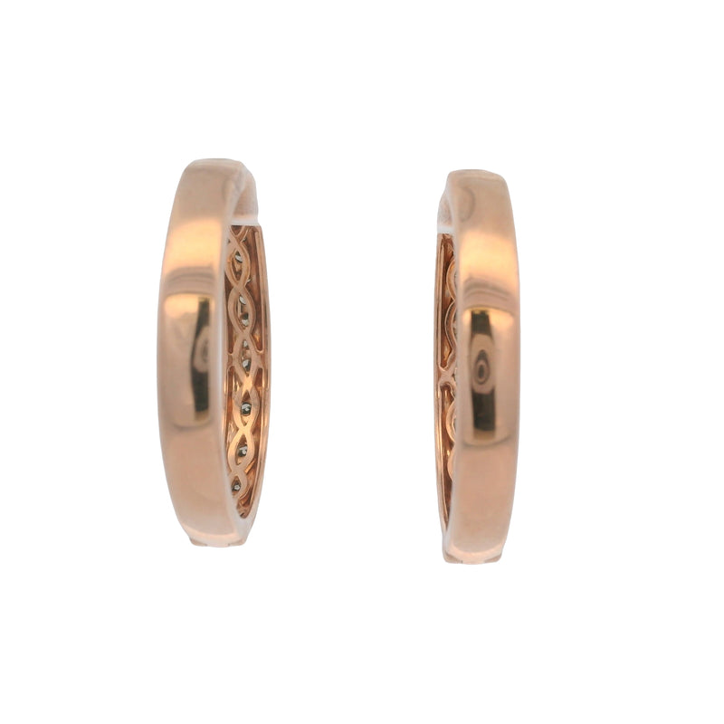 LeVian 14kt Rose Gold and Brown Diamonds Milgrain 1" Diameter Hoop Earrings