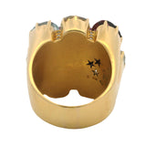 H. STERN & DVF Solid 18kt Yellow Gold Ruby, Tourmaline, Aquamarine, Quartz & Diamond Cocktail Ring Sz 11