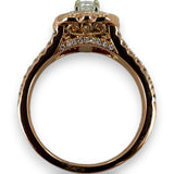 Neil Lane Retired Solid 14kt Rose Gold Cushion Cut Prong Set Diamond Engagement Ring with Double Halo and Diamond Split Sides Size 8.5