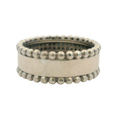 Solid 925 Sterling Silver Bead and Blue Diamond Pave 8mm Band Ring Size 8