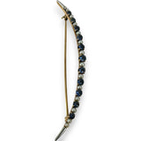 Antique c1910s Montana Sapphire & Pearl Crescent Pin 14k Gold