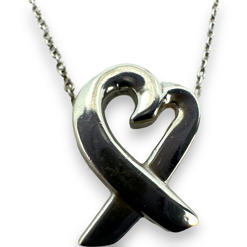 Tiffany & Co Sterling Silver Palmona Picasso Loving Heart 925 Sterling Silver Pendant Necklace