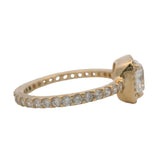 Pandora Solid 14kt Yellow Gold and CZ Solitaire Halo Square Sparkle Ring Size 4.75
