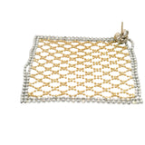 Vintage Italian Solid 18kt Yellow and White Gold Net Fabric Woven Long Drop/Dangle Earrings