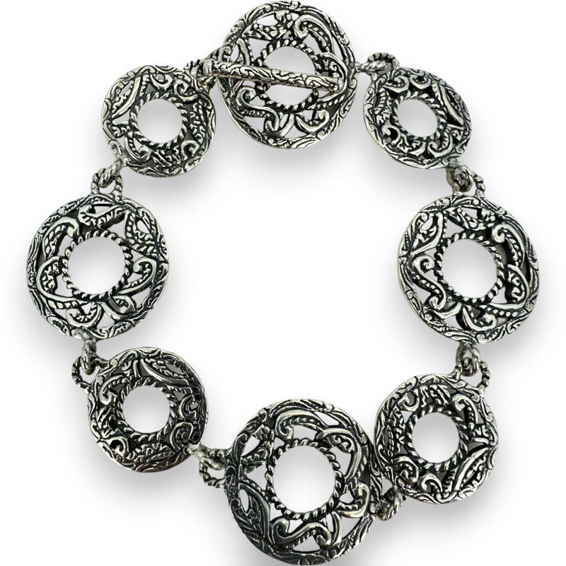 Carolyn Pollack Relios 925 Sterling Silver 925 Multiple Disc Toggle Bracelet