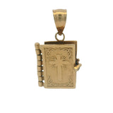 Solid 14kt Yellow Gold Openable Spanish Holy Bible Small Dangle Charm