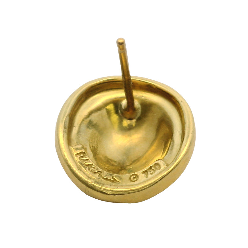 Vintage Robert Lee Morris Solid 18kt Yellow Gold Disc Button 13mm Stud Earrings