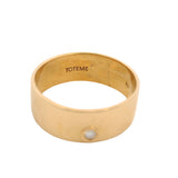 Toteme Solid 18kt Yellow Gold and Diamond Midi or Pinky Ring Cigar Band Size 3