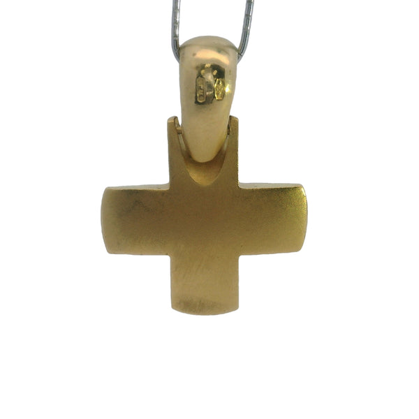 Colgante con dije de cruz Pomellato en oro amarillo 750 de 18 quilates con acabado satinado