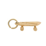 Solid 14kt Yellow Gold Skateboard 3D Dangle Charm