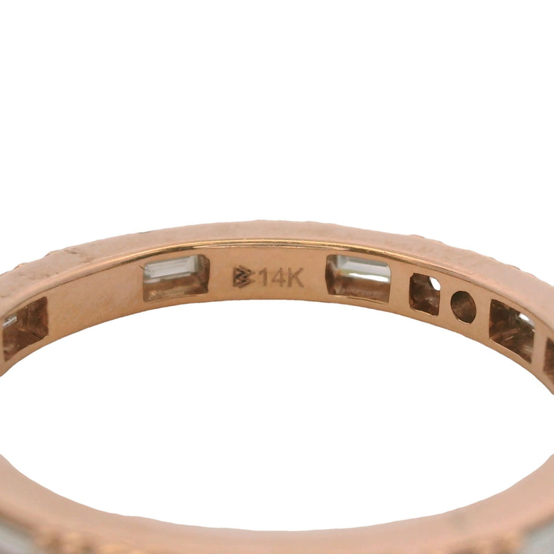 Solid 14kt Rose Gold and Multi-Cut Diamond Eternity Band Ring Size 7