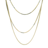 Vintage UnoAerre 14kt Yellow Gold Triple Strand 1mm Box Chain 23-27" Long Necklace