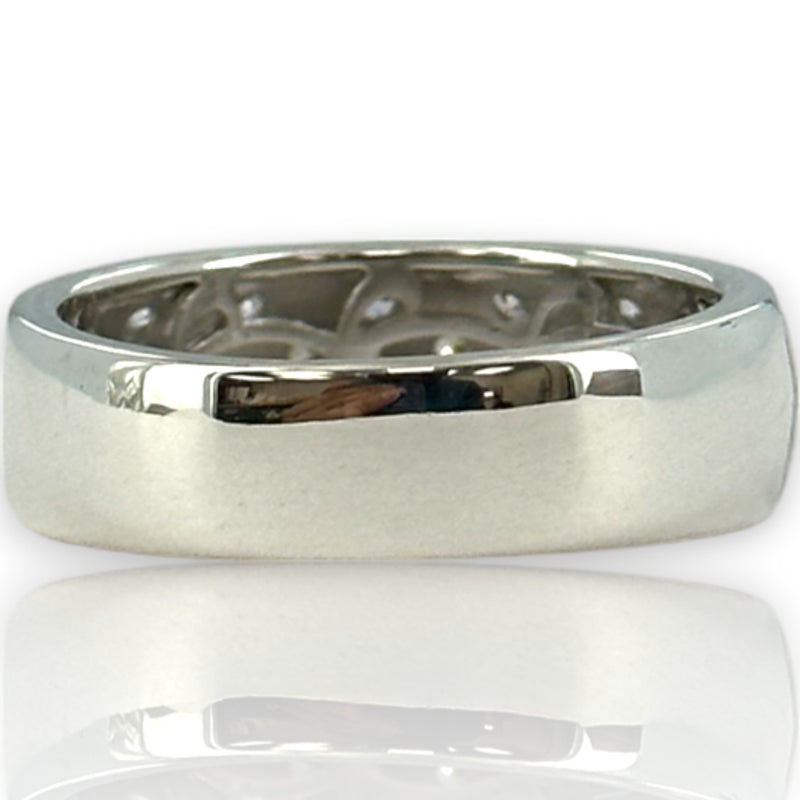 Vanna K 925 Sterling Silver and CZ Cubic Zirconia Geometric Milgrain 6.7mm Thick Band Size 8