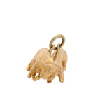 Vintage Solid 14kt Yellow Gold 3D Detailed Bear and Bull Market Wall Street Necklace Pendant