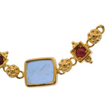 Tagliamonte Italian 18kt Yellow Gold Venetian Glass Animal Intaglio and Ruby 8.25" Bracelet