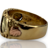 Vintage 10kt 417 Tri Color Black Hills Gold Grape Vine Leaf Ring Size 7.5