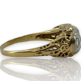 Vintage 14kt Yellow/White Gold Cast of Art Deco Filigree Ring with Original Old Euro and Transitional Diamonds