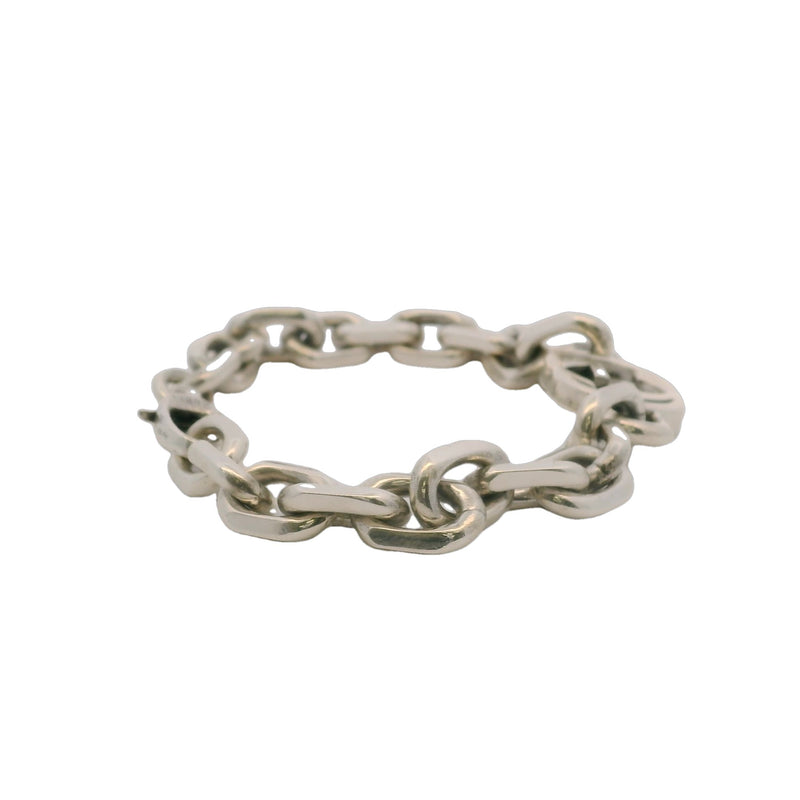 GUCCI 925 Sterling Silver Interlocking Chain Double Logo 8.5" Bracelet Made in Italy