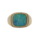 Kabana Solid 18kt 750 Yellow Gold Opal and Diamond Halo Statement Ring Size 11