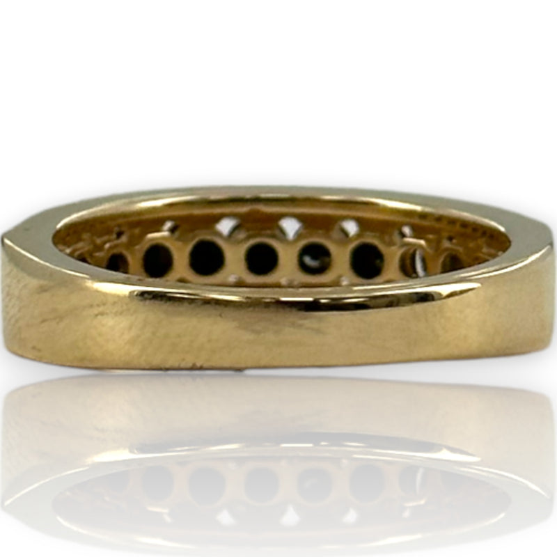 EFFY 14kt Yellow Gold Stackable Accent 5.4mm Band with Black and White Diamonds Size 7 Ring