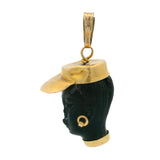 Vintage Corletto Italian 18k Yellow Gold and Ebony Wood Blackamoor Charm Pendant