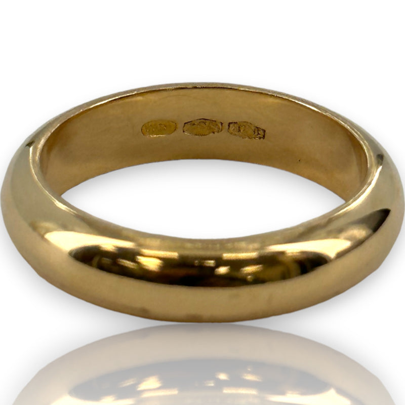 UnoAerre Solid Heavy 6.9g 18kt Yellow Gold 750 Wedding Stackable Band 4.6mm Width Size 6.5 Ring