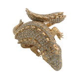 Vintage 14kt Yellow Gold and Pave 1.3ctw Natural Diamond Alligator 3D Statement Ring Size 6.75