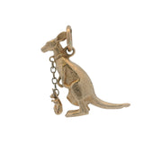 Vintage Solid 14kt Yellow Gold Kangaroo and Baby Joey Fun Movable Dangle Charm