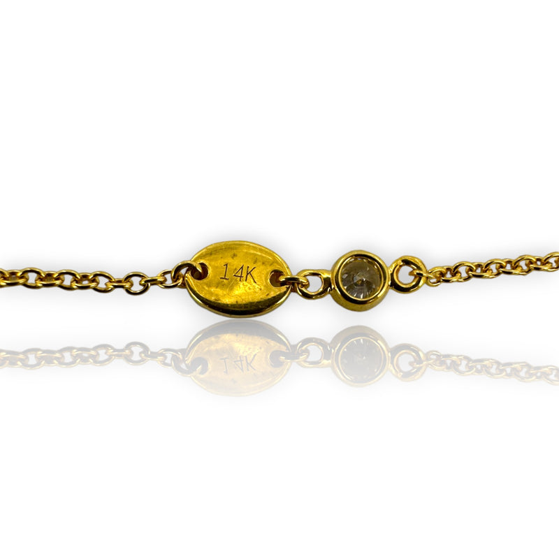 SMC Solid 14kt Gold 18" Diamond Station Necklace with 0.40ctw White Diamonds