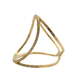 Solid 18kt Yellow Gold and Diamond Circles Oval Shaped Cage Ring Size 7