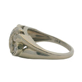 Vintage 1930-40s 14k White Gold and Diamond Swirl Milgrain Accent Ring Size 5