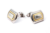Dunhill 925 Sterling Silver & 14k 585 Yellow Gold Blank Signet Cuff links