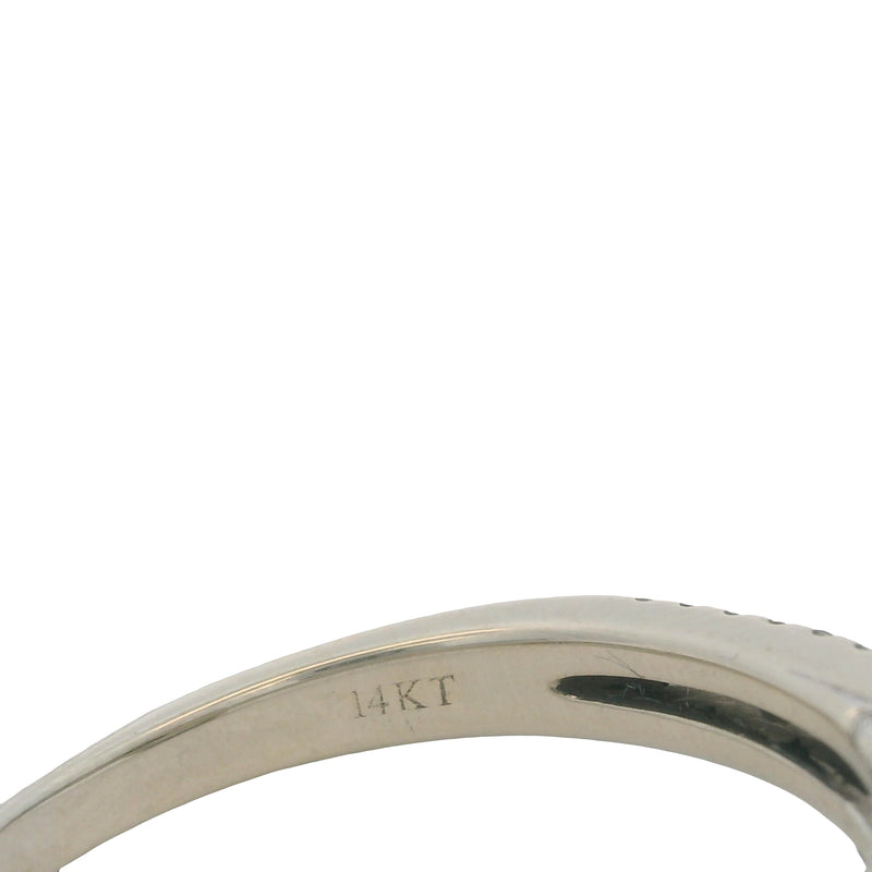 Vera Wang Love Solid 14kt White Gold and Diamond Emerald Cut Double Halo Engagement Ring Size 8.75