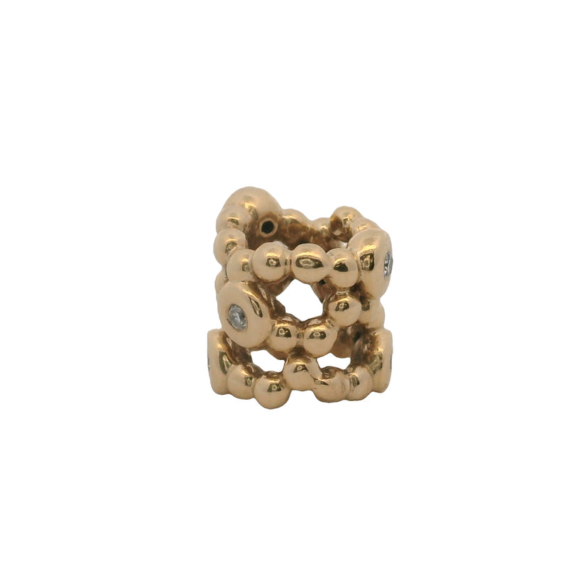 Pandora Retired Solid 14k Yellow Gold and Diamond Precious Memory Spacer Slider Charm