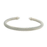 David Yurman 925 Sterling Silver Prasiolite and Diamond 5mm Cuff Bracelet 6.5"
