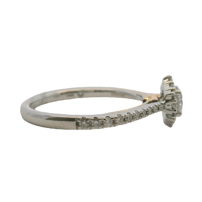 Enchanted Disney Tinkerbell Collection 2-Tone Gold Halo Diamond Engagement Ring Size 6.75