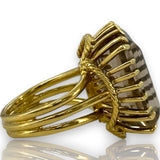 Vintage 1960s Corletto Smokey Topaz Cocktail Ring with Rope Detail Size 5 Made in Italy