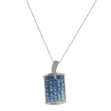 Royal Jewelry Solid 14kt White Gold 2ctw Princess-Cut Sapphire and Diamond