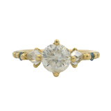 18kt Yellow Gold Diamond Sapphire Fantasy Style Solitaire Engagement Ring Size 6