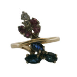 Vintage 1930s Sapphire, Ruby, And Diamond Dainty Floral Ring Size 5.25