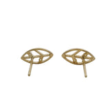 10kt Yellow Gold and CZ Cubic Zirconia Small Leaf Stud Earrings